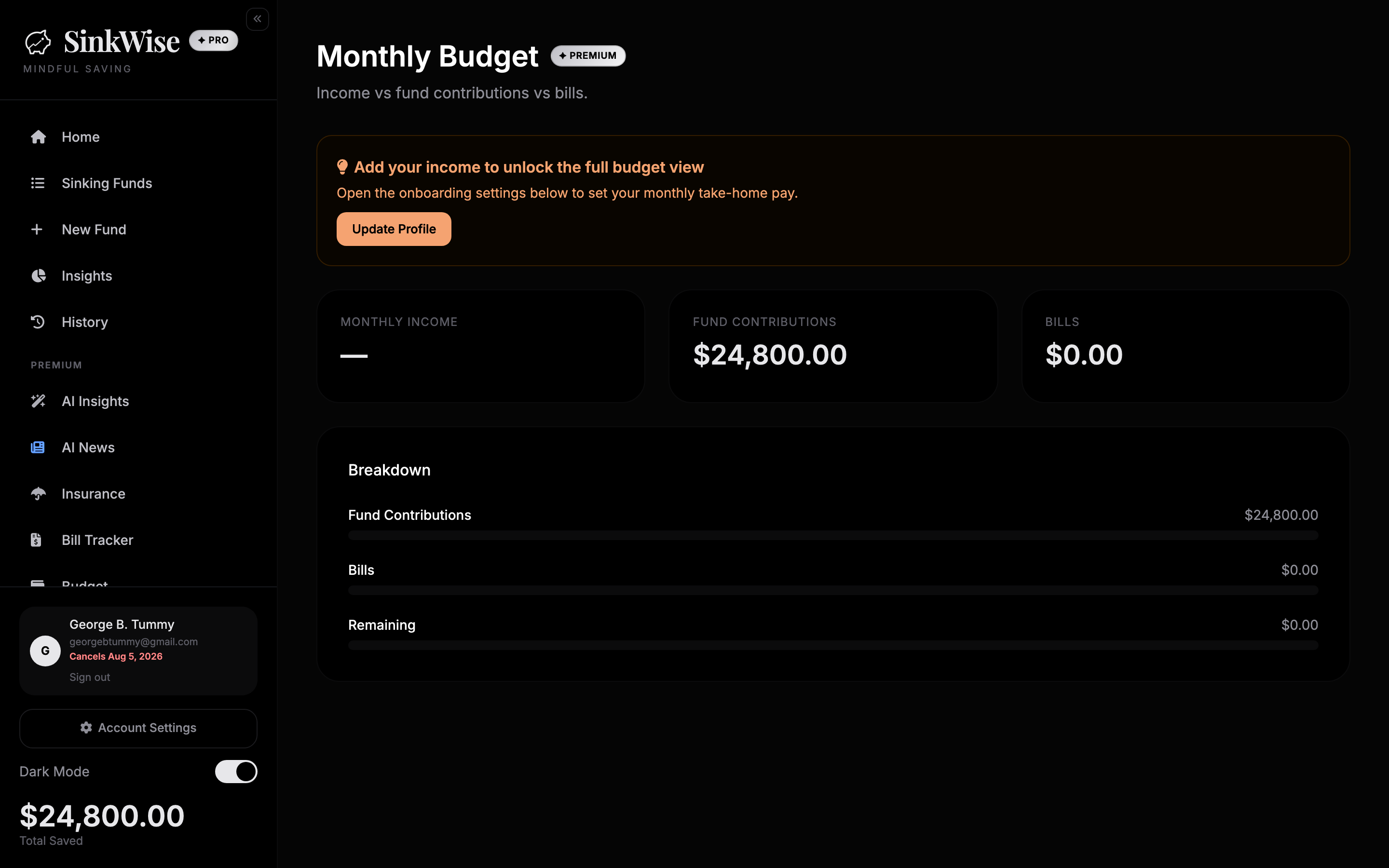 Budget page showing where every dollar goes